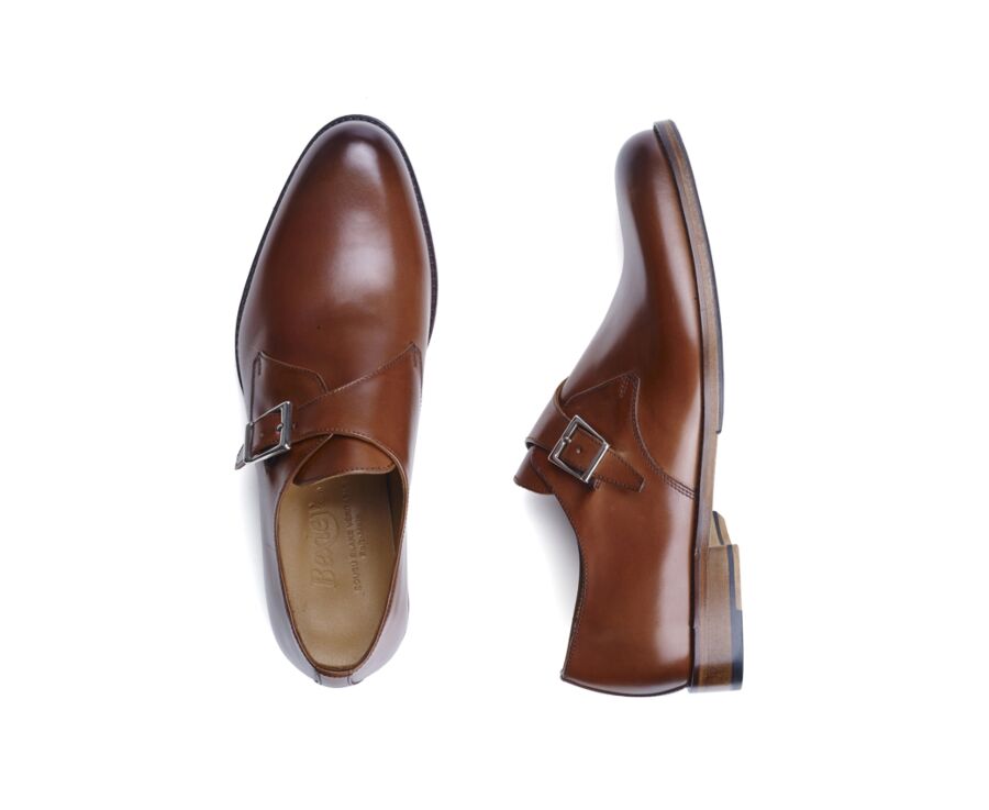 Chaussures cuir homme avec boucle Cognac Patiné - BLOOMINGDALE SILVER PATIN