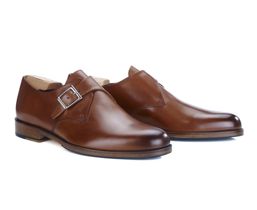 Chaussures cuir homme avec boucle Cognac Patiné - BLOOMINGDALE SILVER PATIN