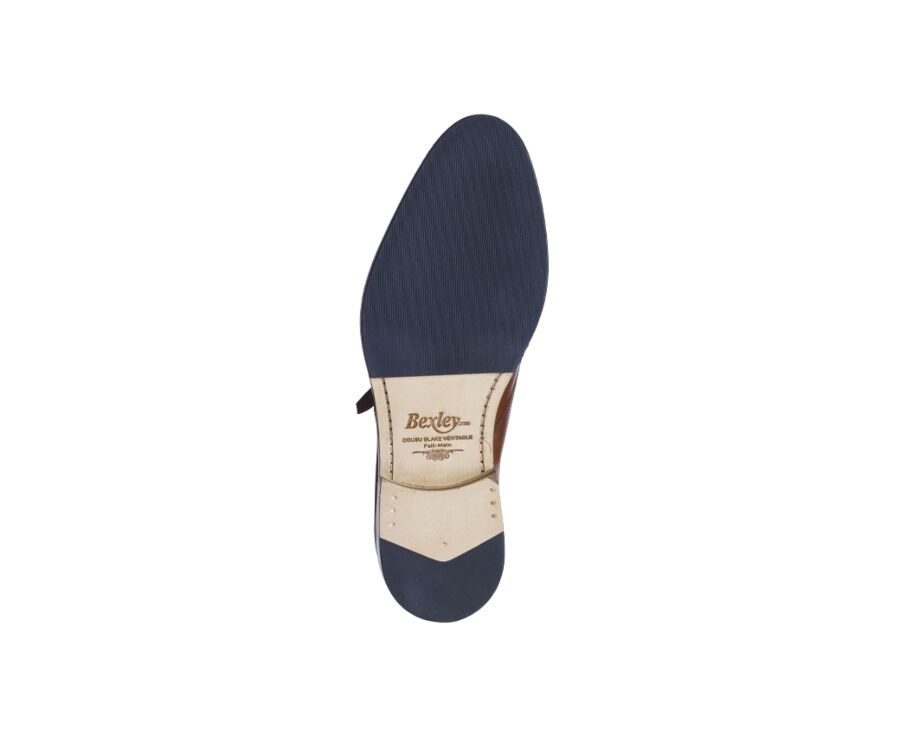 Chaussures cuir homme avec boucle Cognac Patiné - BLOOMINGDALE SILVER PATIN