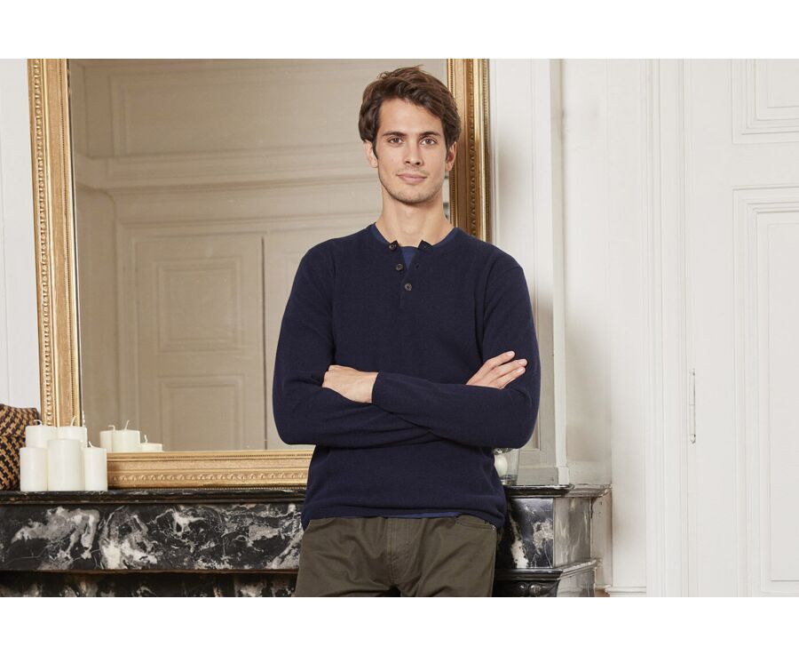 Pull laine col rond homme sales