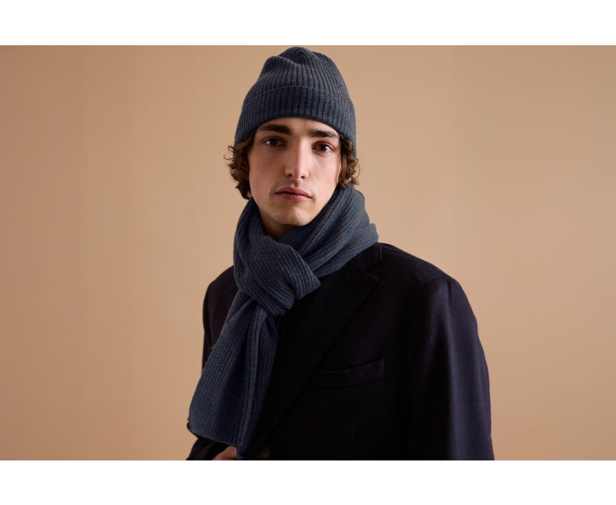 Écharpe Laine Homme  Gris Anthracite Chiné