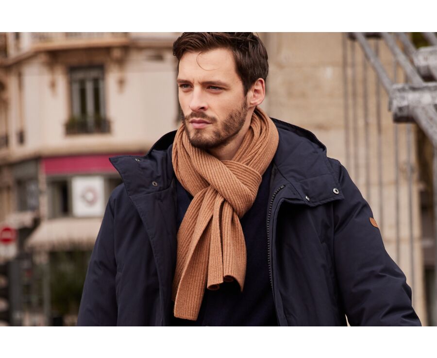 Écharpe Laine Homme Noisette chiné