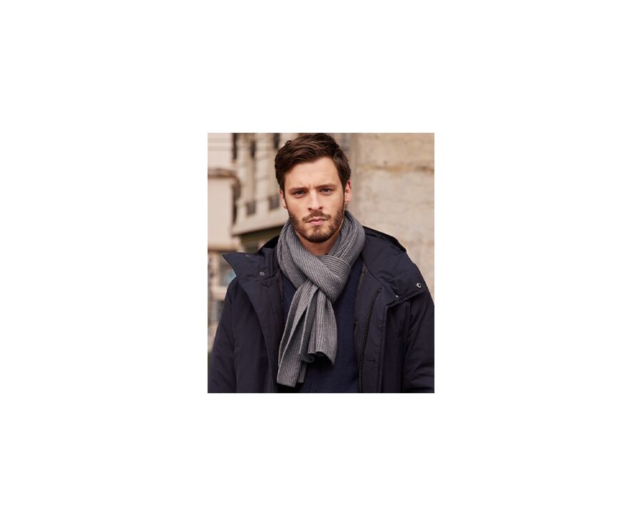 Écharpe Laine Homme Gris Taupe Chiné