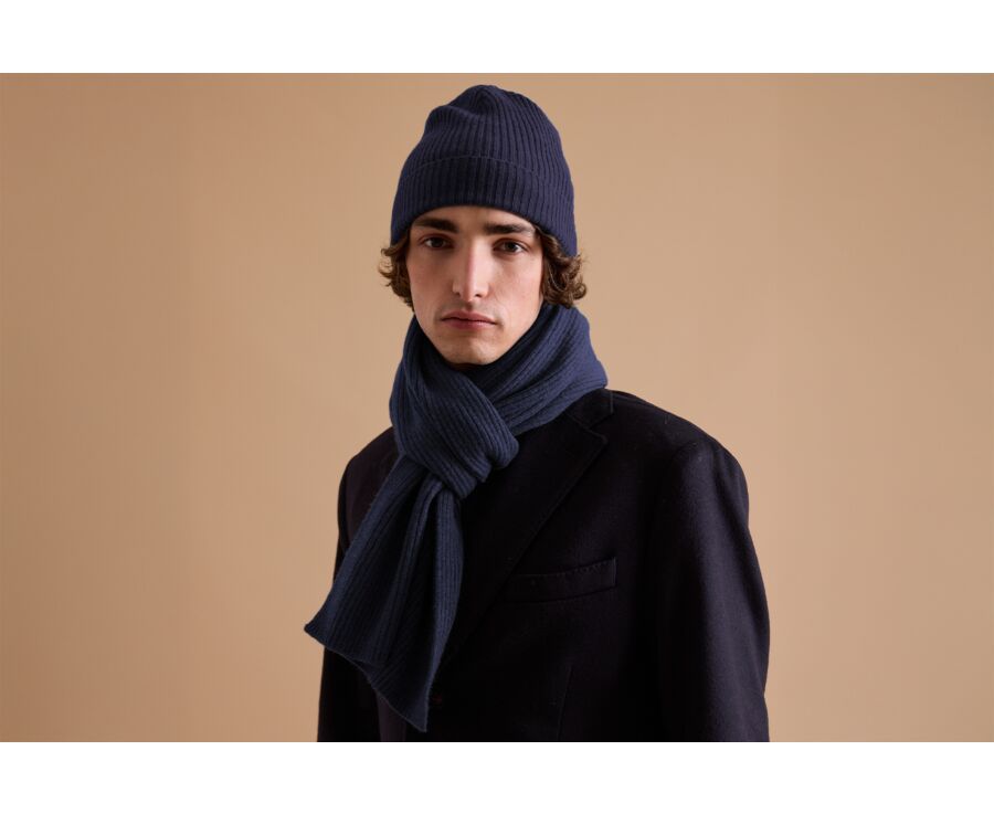 Écharpe Laine Homme Bleu Marine