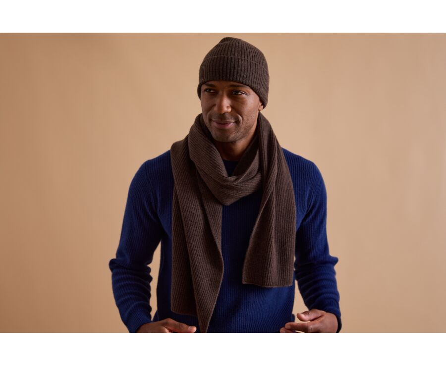 Écharpe Laine Homme Chocolat Foncé