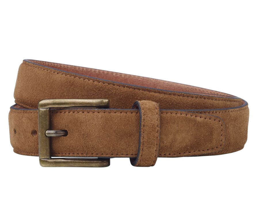 Ceinture cuir velours homme Caramel - HARROWGATE