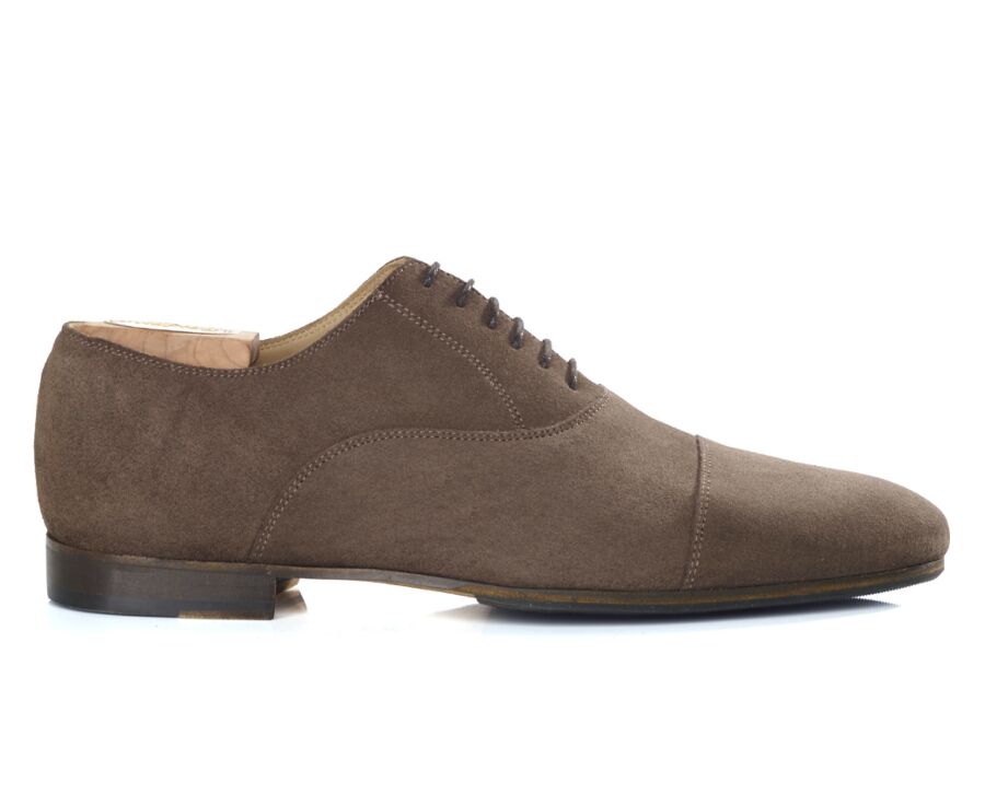 Richelieu homme Velours Taupe Brun semelle cuir patin gomme - LENNOX PATIN