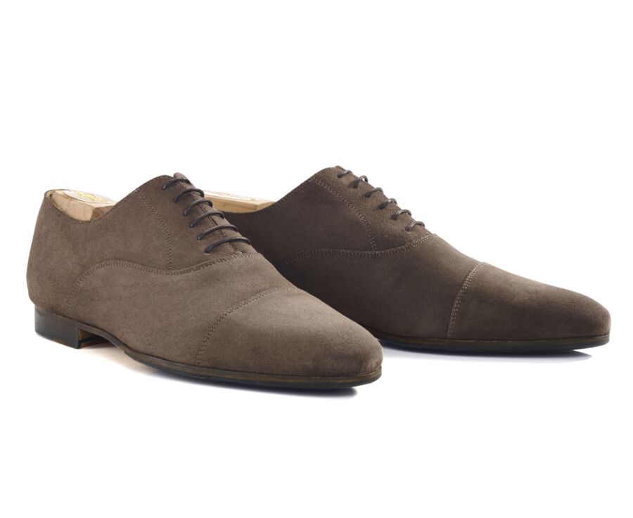 Richelieu homme Velours Taupe Brun semelle cuir patin gomme - LENNOX PATIN