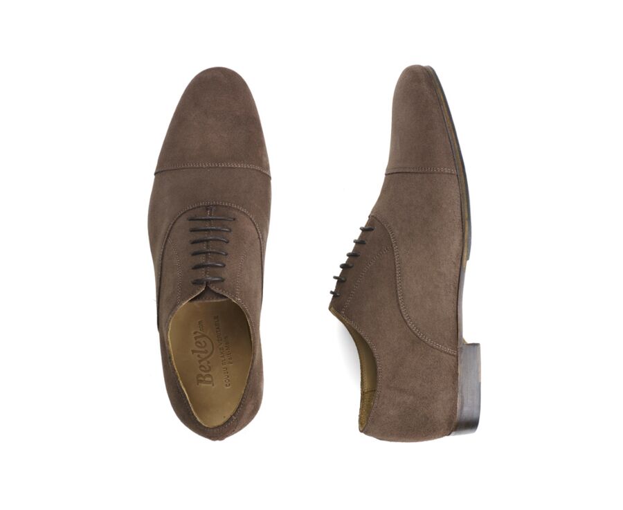 Richelieu homme Velours Taupe Brun semelle cuir patin gomme - LENNOX PATIN