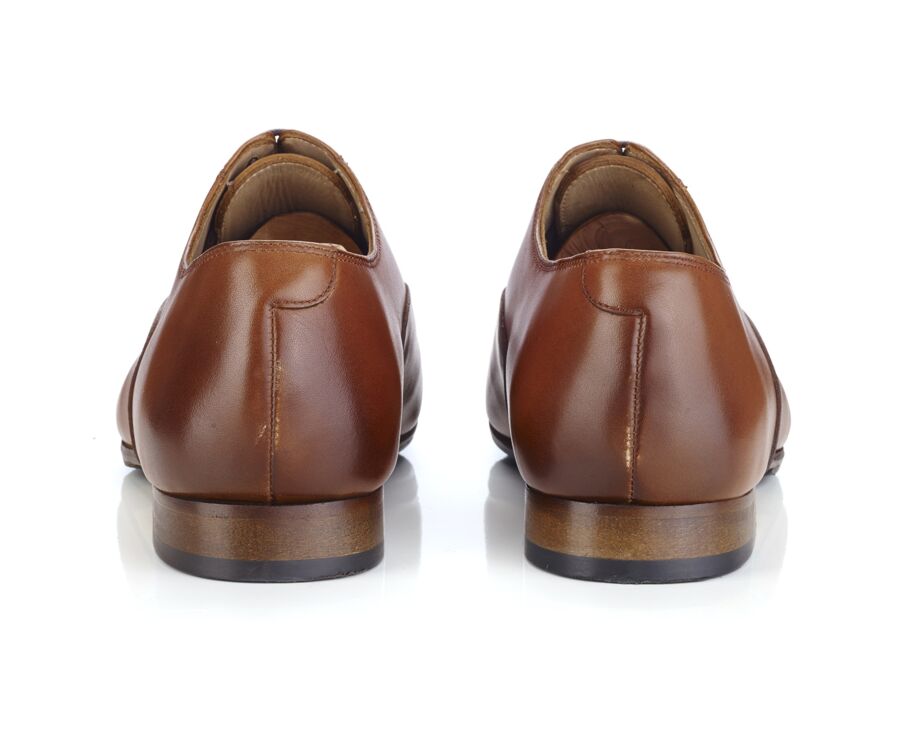 Richelieu homme Cognac Patiné - semelle cuir avec patin - LENNOX PATIN