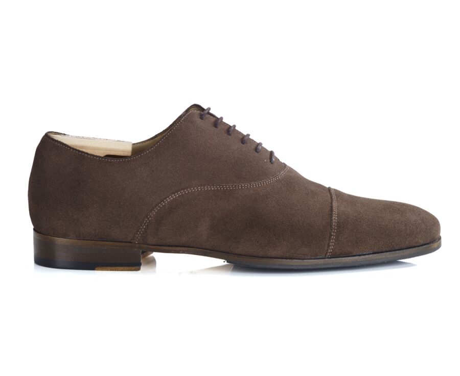 Richelieu homme Velours taupe foncé semelle cuir patin gomme - LENNOX PATIN