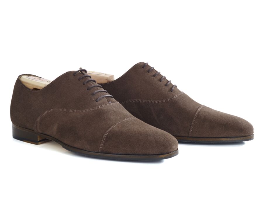 Richelieu homme Velours taupe foncé semelle cuir patin gomme - LENNOX PATIN