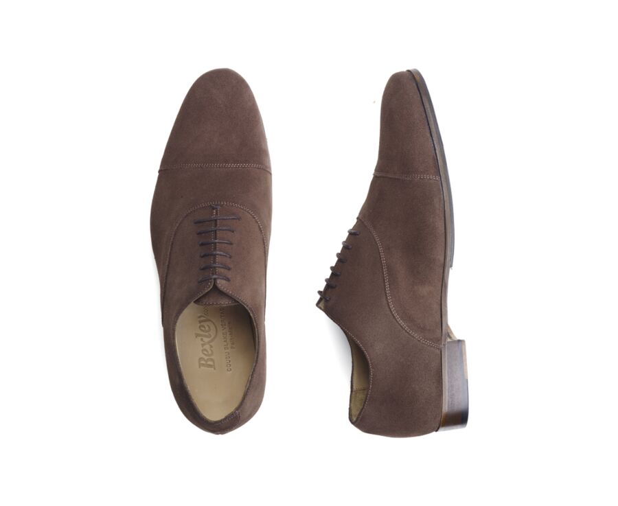 Richelieu homme Velours taupe foncé semelle cuir patin gomme - LENNOX PATIN