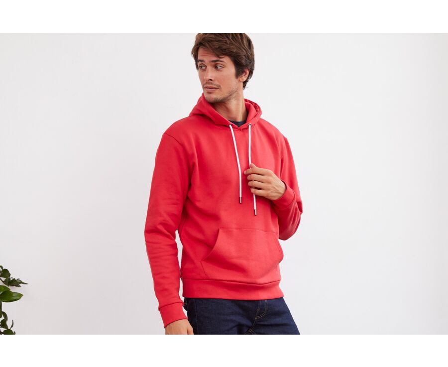 Sweat-shirt homme à capuche coton Rouge - HUDSEN II