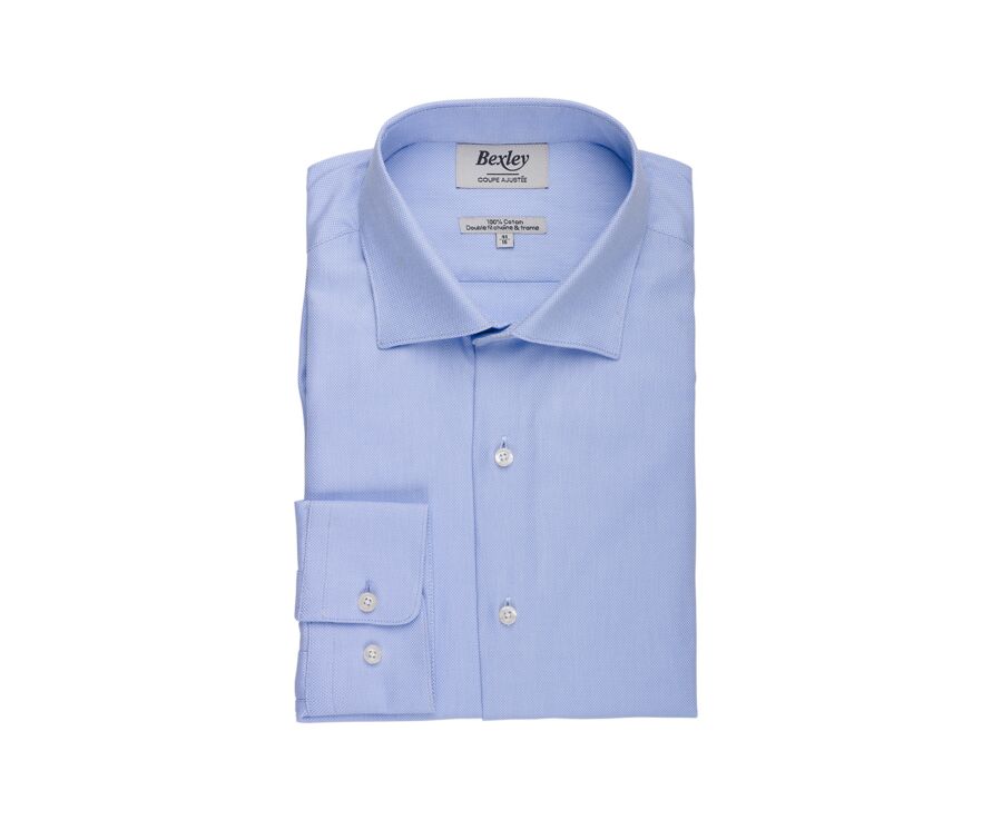Chemise Bleu Ciel coton popeline - Col italien - OTTAVIO CLASSIC