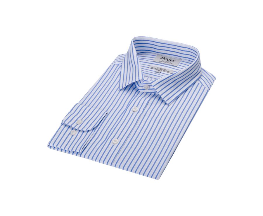 Chemise homme blanches à rayures bleues - LÉONEL