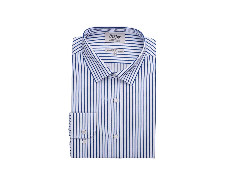 Chemise homme blanches à rayures navy - LÉONEL