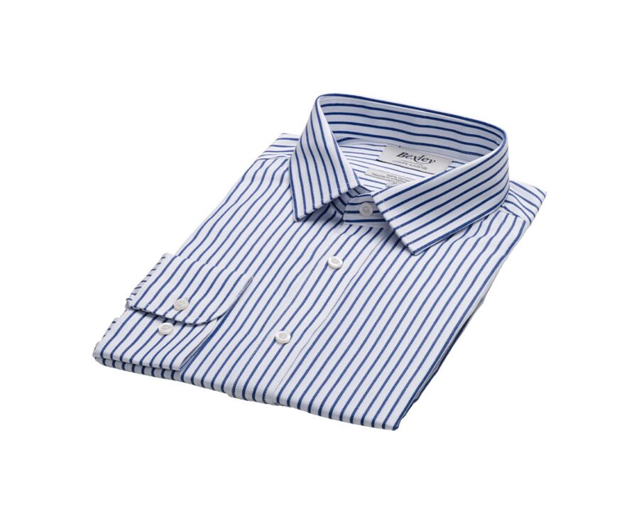 Chemise homme blanches à rayures navy - LÉONEL