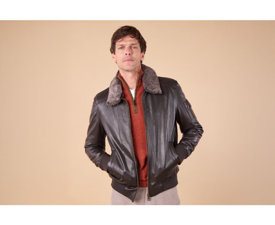 Blouson aviateur homme Chocolat - EVERETT II