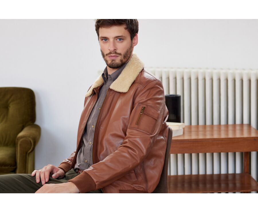 Blouson aviateur homme Cognac - EVERETT II
