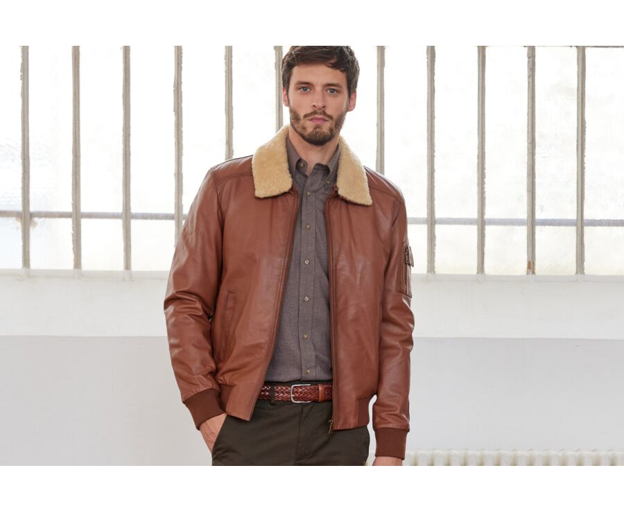 Blouson aviateur homme Cognac - EVERETT II