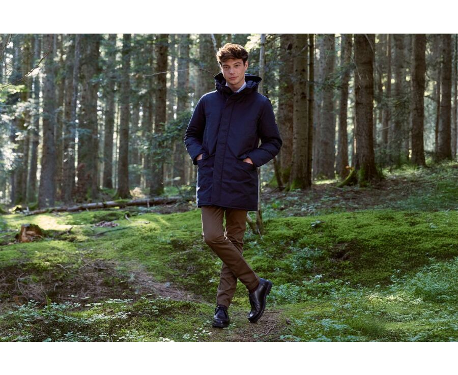 Parka hiver homme doublée plumes Navy Foncé - SOREN III