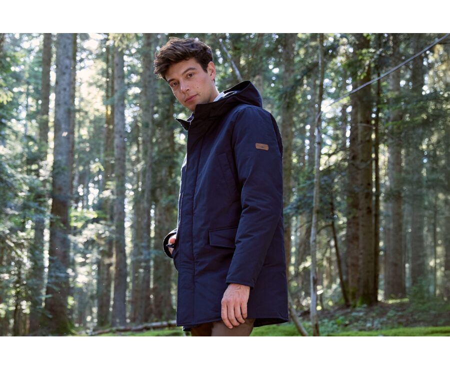 Parka hiver homme doublée plumes Navy Foncé - SOREN III