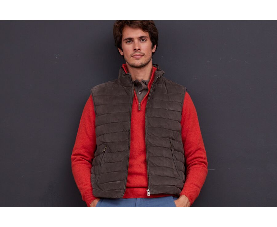 Doudoune sans manches cuir Brun homme Niklas Bexley