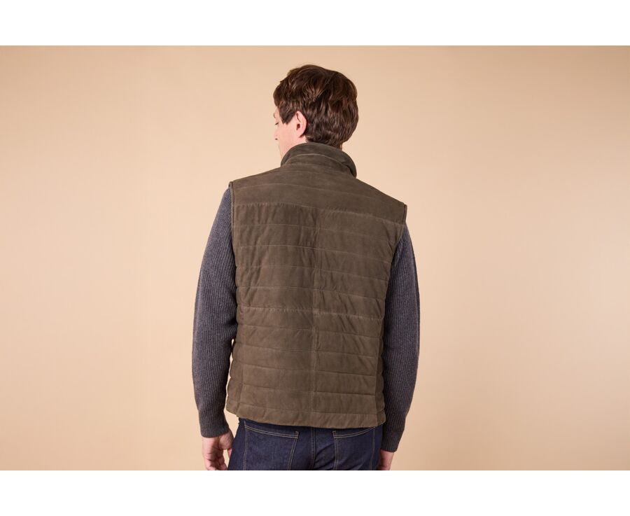 Blouson en cuir homme Velours Kaki - NIKLAS