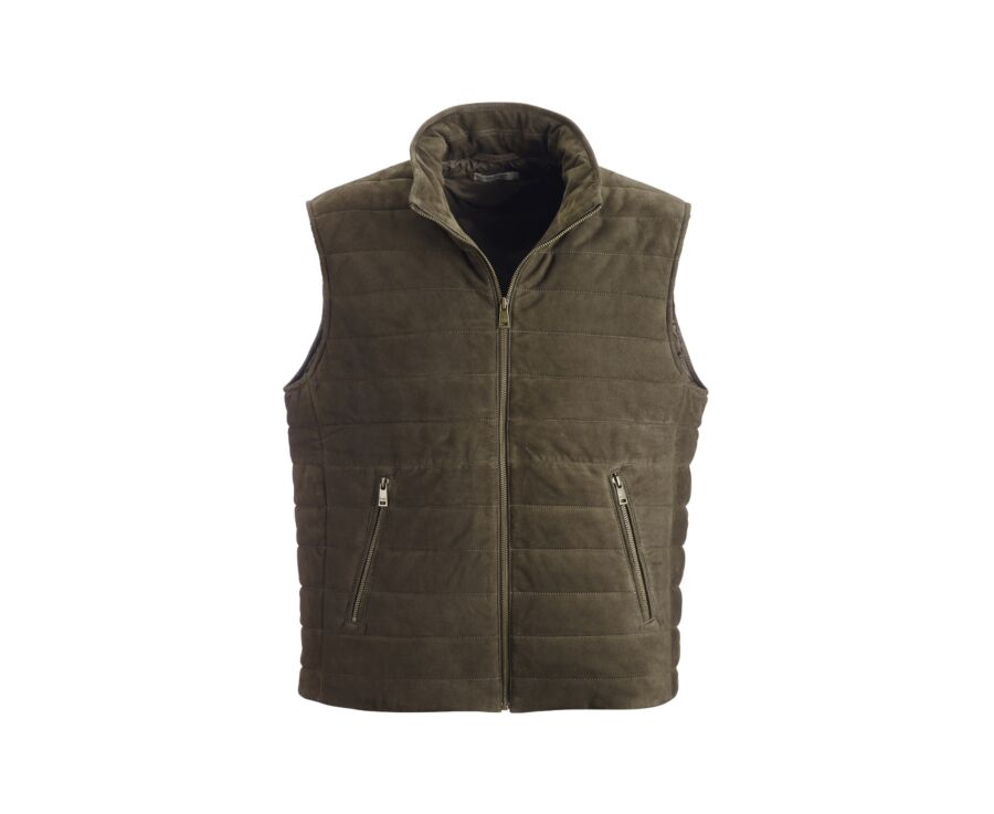 Blouson en cuir homme Velours Kaki - NIKLAS