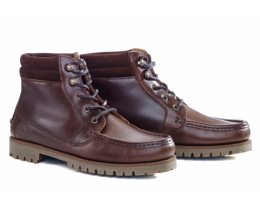 Boots Outdoor cuir chocolat homme - SHENLEY GOMME