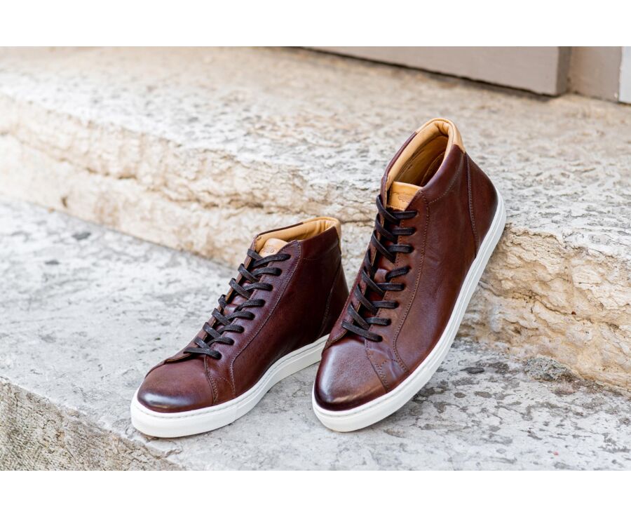 Sneakers montantes homme Chocolat Patiné - THORNLEA