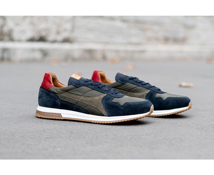 Sneakers homme Velours Navy et kaki - BOLWARRA