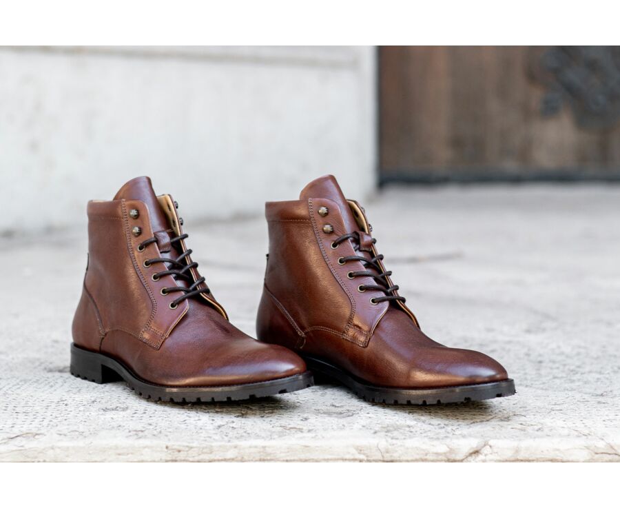 Boots cuir homme Chocolat Patiné - BARDFIELD