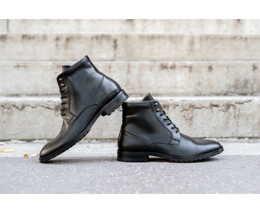 Boots cuir homme Noir Patiné - BARDFIELD