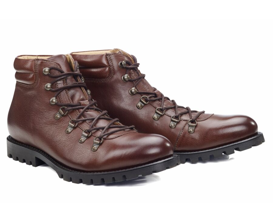 Boots Outdoor cuir chocolat patiné homme - GOSFIELD