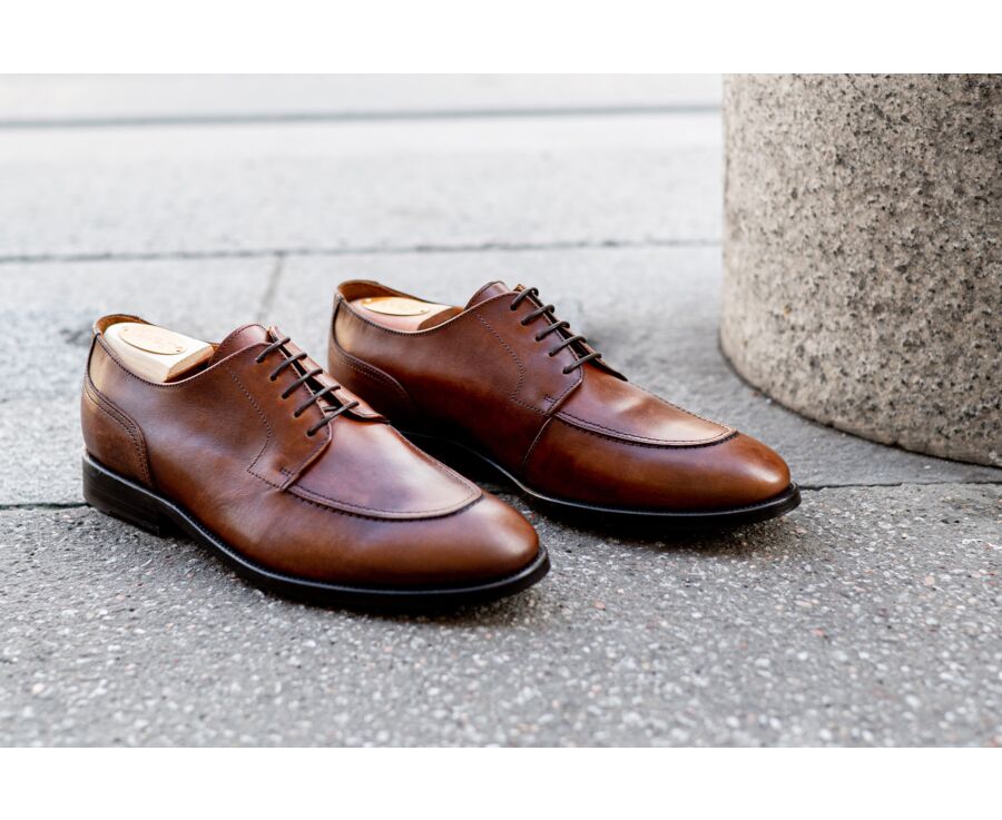 Derbies Cognac patiné homme semelle cuir - STOCKWOOD