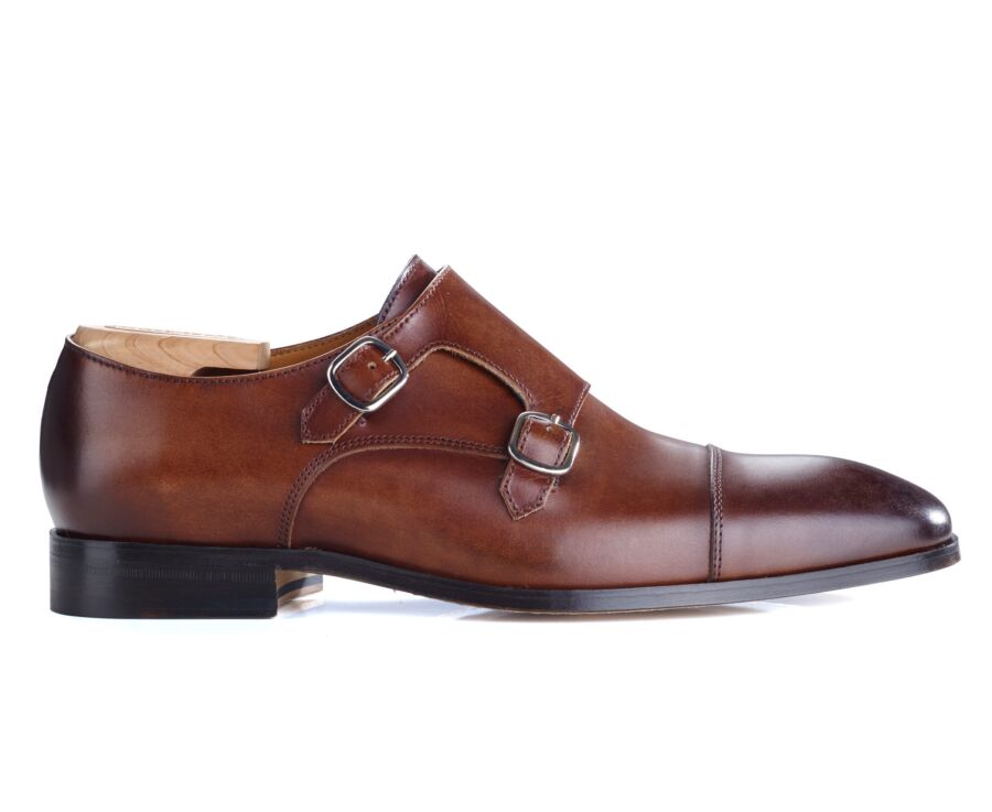Chaussures homme double boucle Chocolat Patiné - CHEDDINGTON