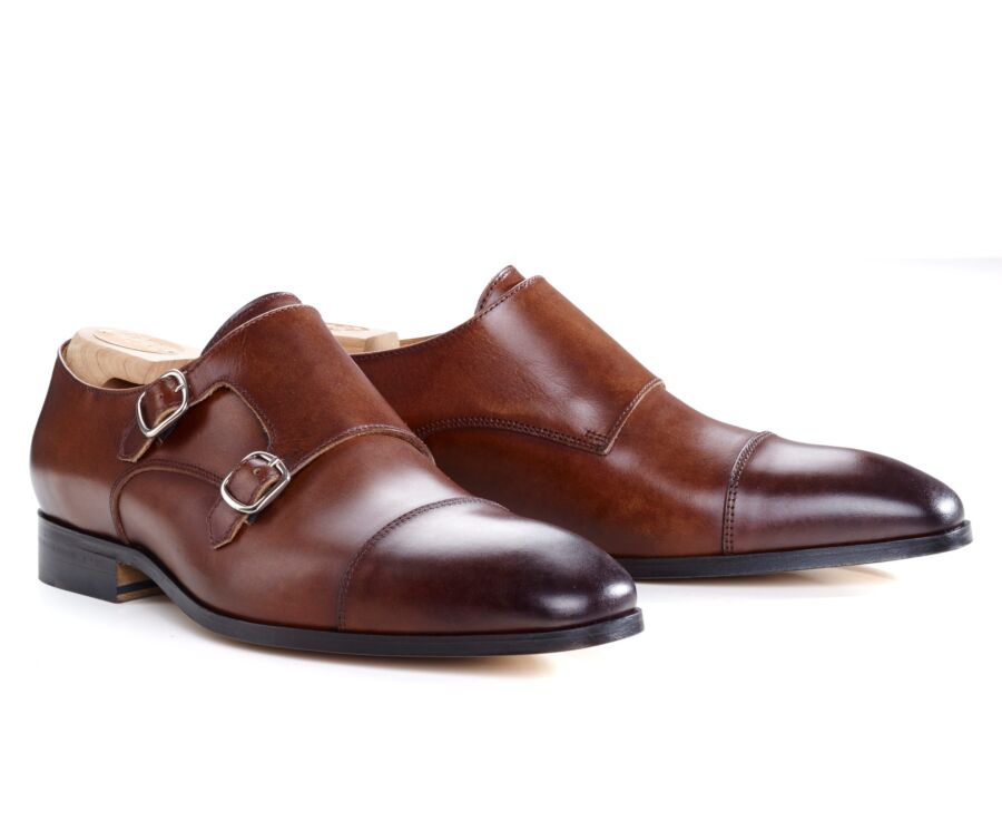 Chaussures homme double boucle Chocolat Patiné - CHEDDINGTON