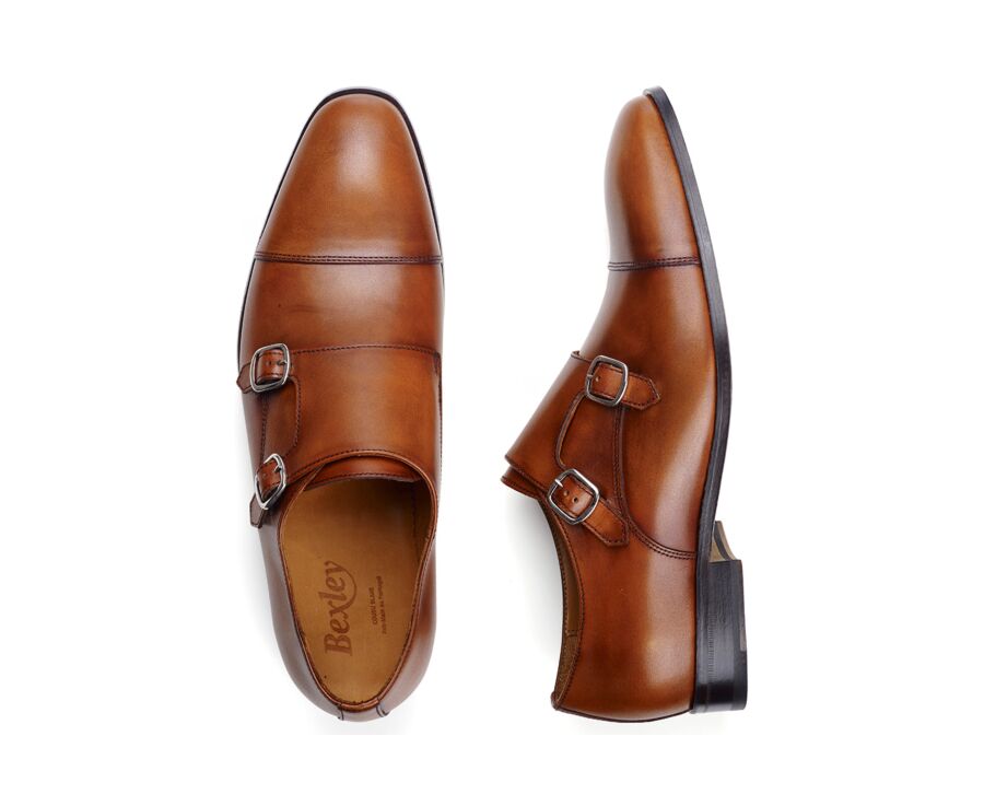 Chaussures homme double boucle Gold Patiné - CHEDINGTON