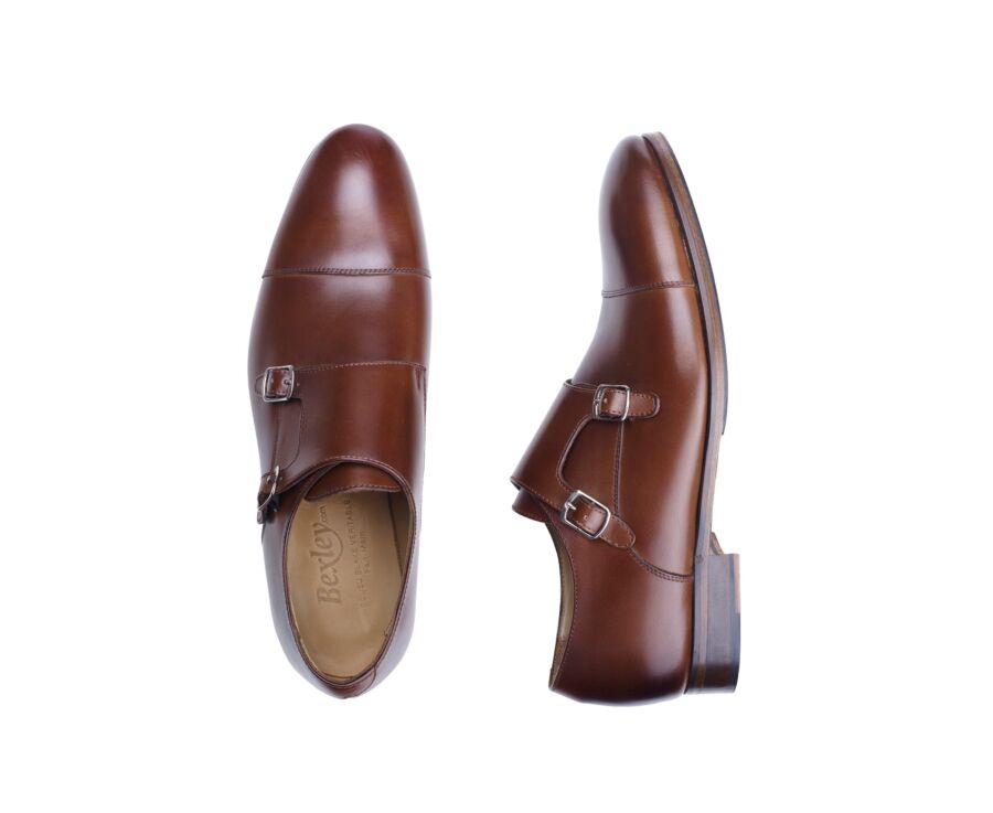 Chaussures homme double boucle Châtaigne avec patin - GRESHEY PATIN