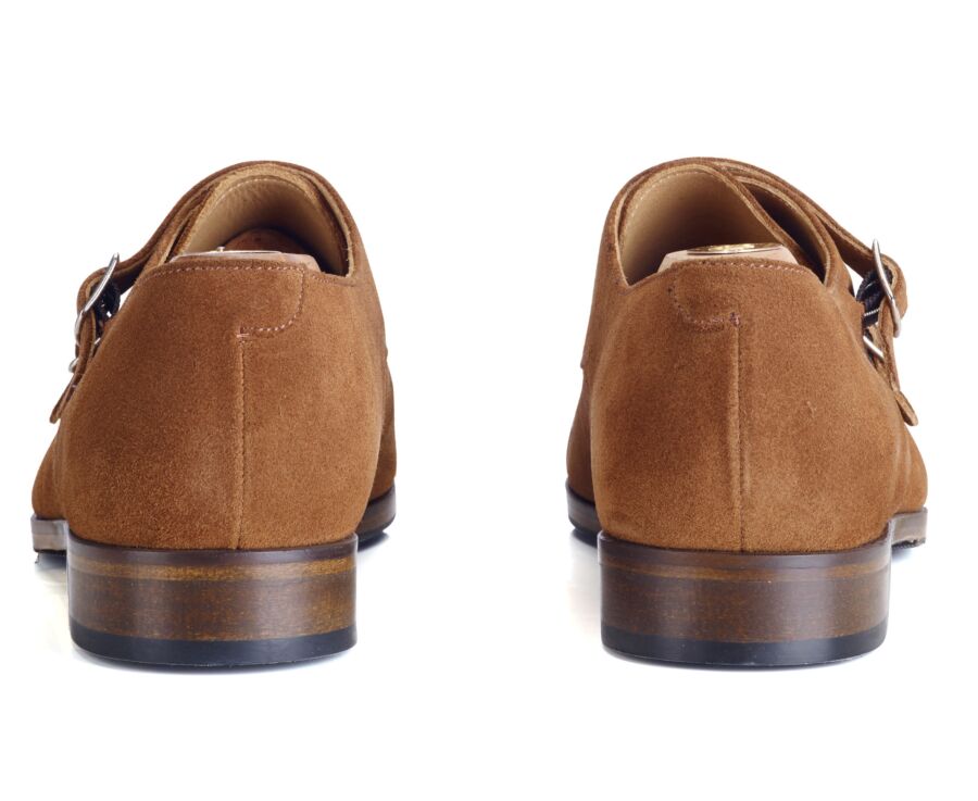 Chaussures homme double boucle velours cognac avec patin - GRESHEY PATIN