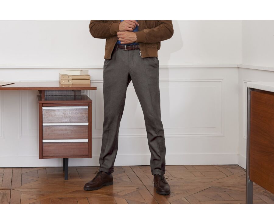 Pantalon habillé homme Chevron Taupe foncé - Lelian
