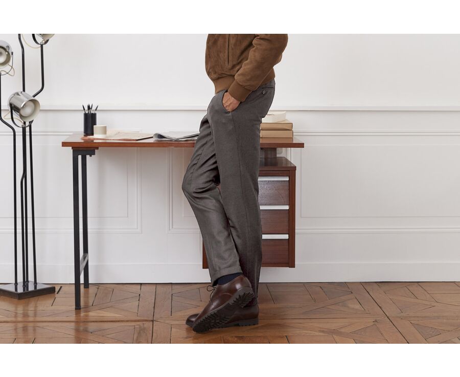 Pantalon habillé homme Chevron Taupe foncé - Lelian