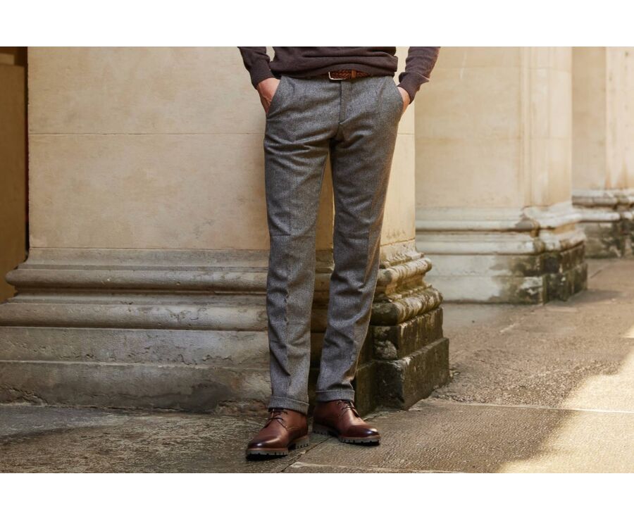 Pantalon habillé homme Chevron Taupe foncé - Lelian