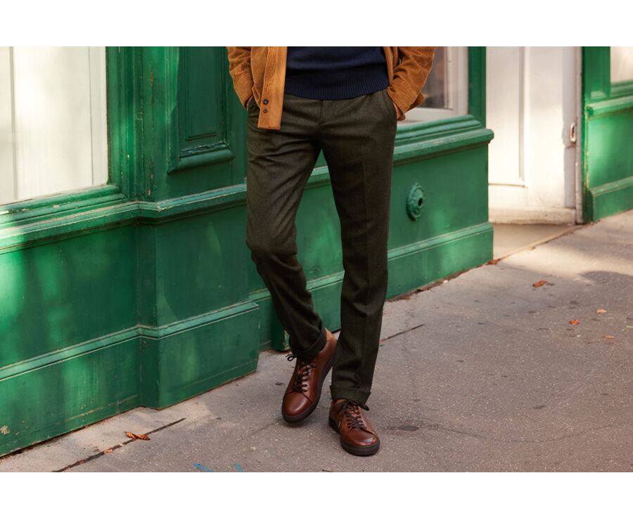 Pantalon habillé homme Chevron Vert Foncé - LELIAN