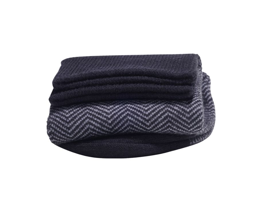 Chaussettes homme épaisses coton motif chevrons Noir et Gris