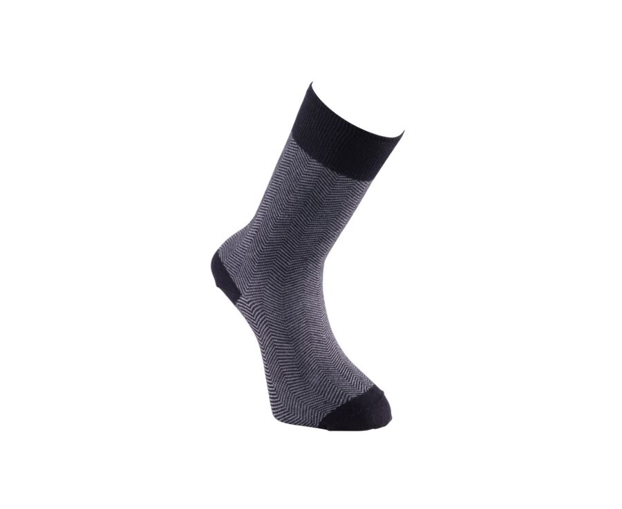 Chaussettes homme épaisses coton motif chevrons Noir et Gris