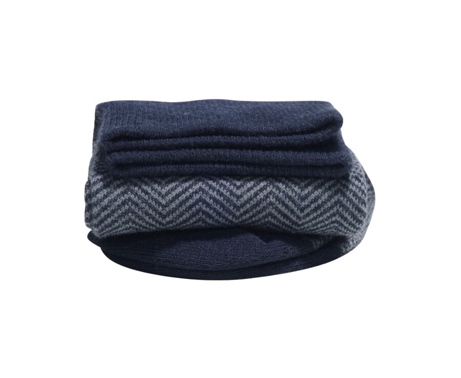 Chaussettes homme épaisses coton motif chevrons Navy et Vert