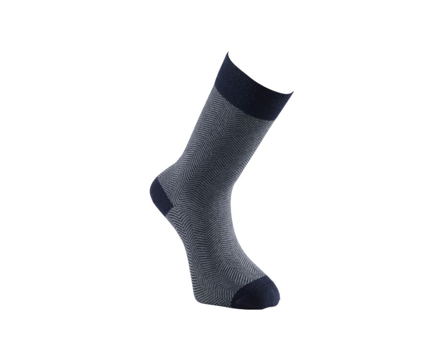 Chaussettes homme épaisses coton motif chevrons Navy et Vert